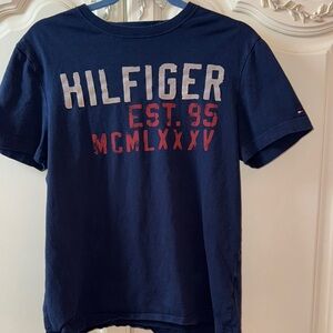 Tommy Hilfiger T mens  vintage cotton EST 95 Roman number MCMLXXXV velvet letter